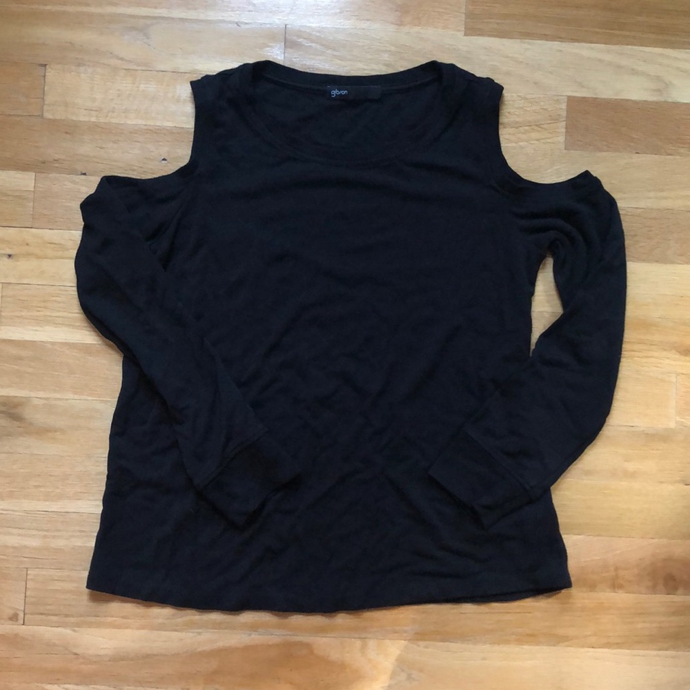 Black “cold shoulder” long sleeve shirt